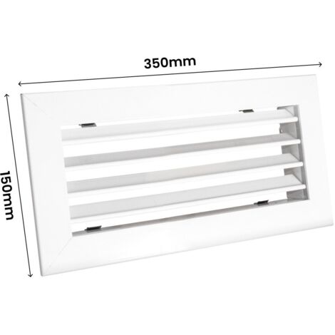 Rejillas Pared Impulsión para Aire Acondicionado Blanca Lamas Horizontales Moviles  350X150mm
