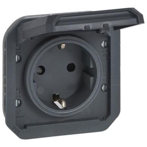 Base de corriente Legrand Plexo modular IP55 2P+T embornamiento con tornillos Antracita 069839L