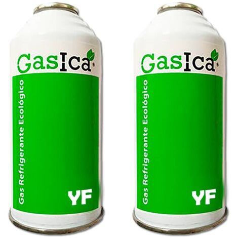 Pack 2 Botellas Gas Refrigerante Gasica YF sustituto gas R1234YF para Automoción