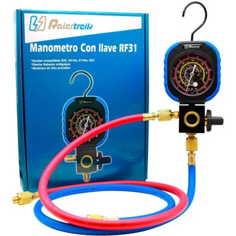 KIT manometro Reforzado con llave de paso 1 via R32,R410a,R134a