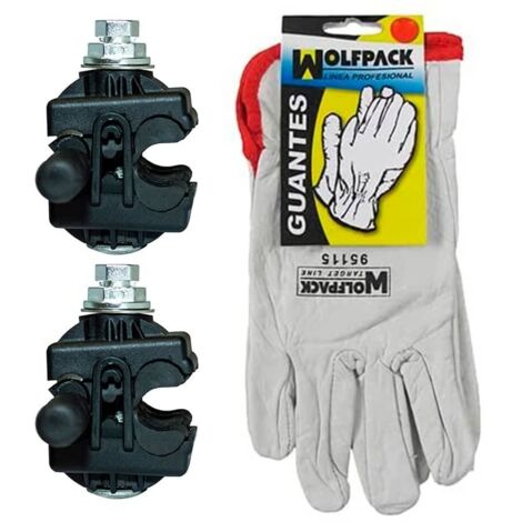 Pack 2 Conectores aéreos perforación de 6/150mm² y salida de 4/35mm² más Guantes de piel
