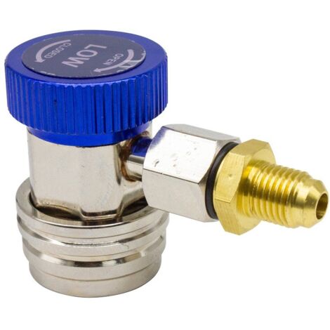 Conector rápido con válvula de paso de baja presión para aire acondicionado