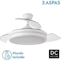 Ventilador Dc Bayomo Blanco Led CCT regulable 59w 6980lm 107Ø 4 aspas retractiles 6vel. con mando