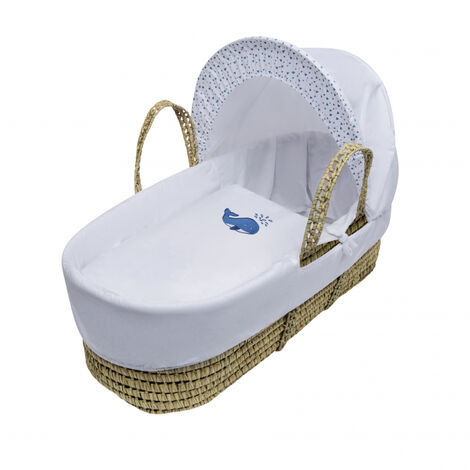 A Whale Moses Basket Bedding Set Dressings with Quilt Padded Liner Body Surround and Adjustable Hood