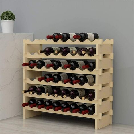 Sogeshome casier à vin 6 niveaux de stockage de vin pour 48 bouteilles Armoire de rangement de vin en bois 90x30x72 cm