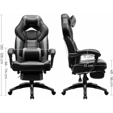 9015 BLACK+Grey Massage Racing Gaming Stuhl Bürostuhl Chefsessel schwarz-grau 