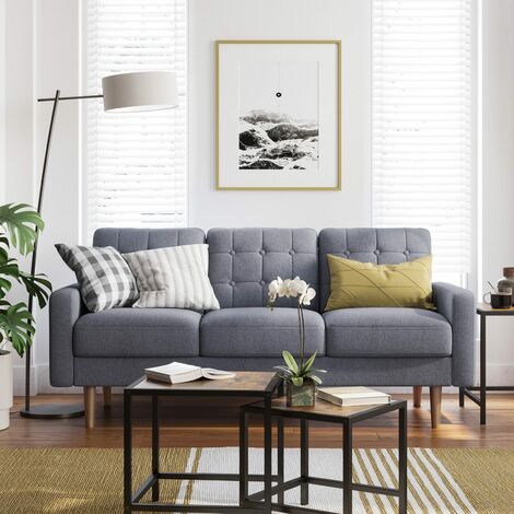 Polstermöbel für kleine Wohnungen rot LCS101R01 Bezug aus Polyester Couch fürs Wohnzimmer modernes Design 182 x 80,5 x 84 cm Gestell und Beine aus Massivholz VASAGLE Sofa