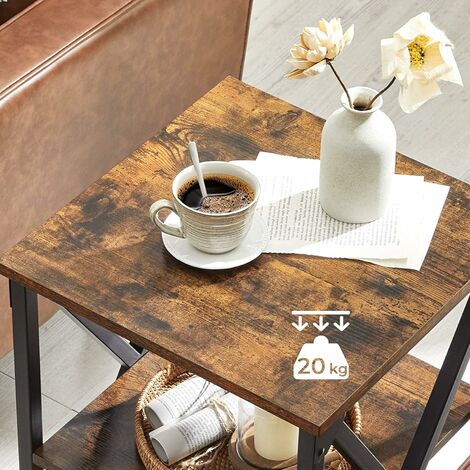 C-förmiger Nachttisch mit Metallrahmen VASAGLE Beistelltisch für Wohnzimmer vintagebraun-schwarz LET350B01 im Industrie-Design Sofatisch Schlafzimmer