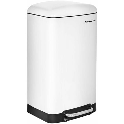 Mülleimer Abfalleimer Abfallbehälter für Küche 30L Treteimer Edelstahl Weiß LTB01W - Weiß