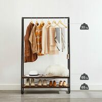 H·Aimee Kleiderständer,Kleiderstange mit Haken aus Metall,Garderobenständer mit Schuhablage und Rollen 
