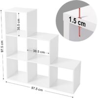 VASAGLE Bücherregal, Treppenregal mit 6 Fächern, 6-Würfel