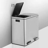 48L Mülleimer Mülltrennung Mülltrennsysteme mit 2 Inneneimern Treteimer für Küche Edelstahl 2 x 24L LTB48NL - Silver