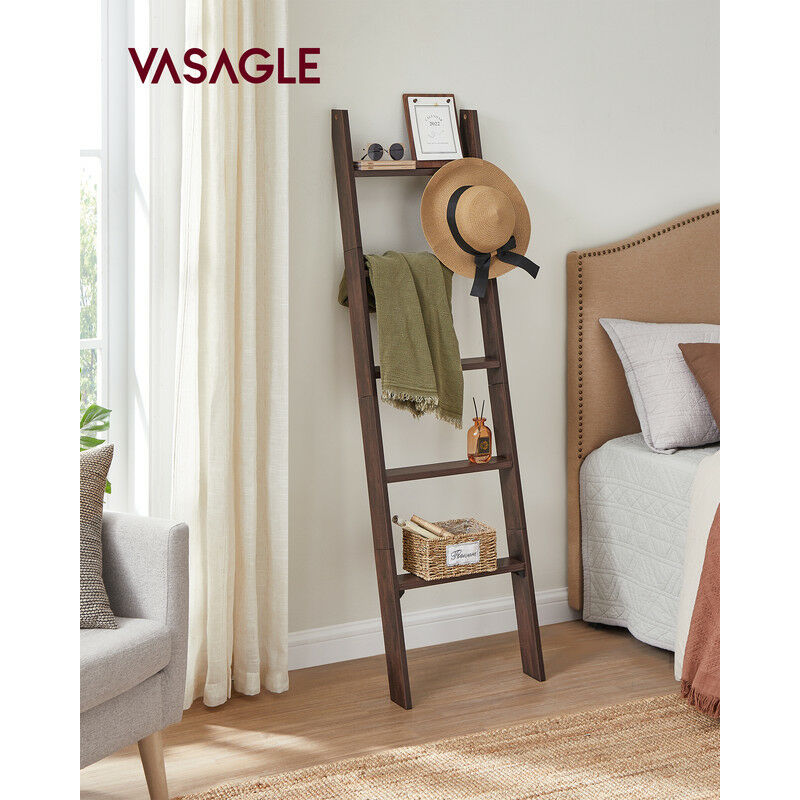 Étagère échelle - VASAGLE - Style Industriel - Marron Rustique Et Noir - Meuble De Rangement Sur Pied - Maison