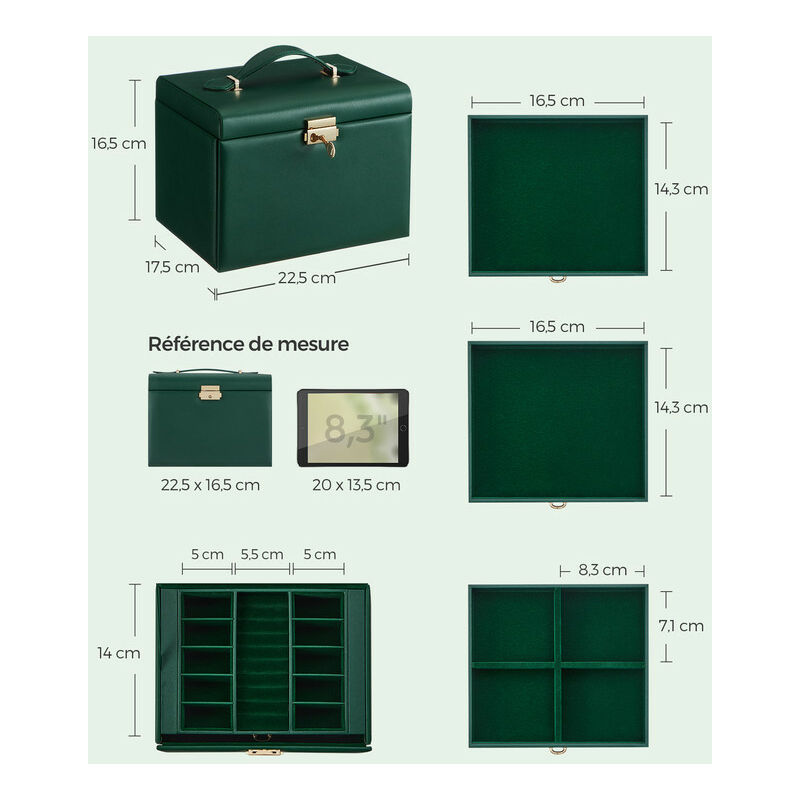 Livre De Rangement Pour Boucles D'Oreilles En Cuir Vert + 5 Sacs Transparents - Portable Et Multifonction - 2
