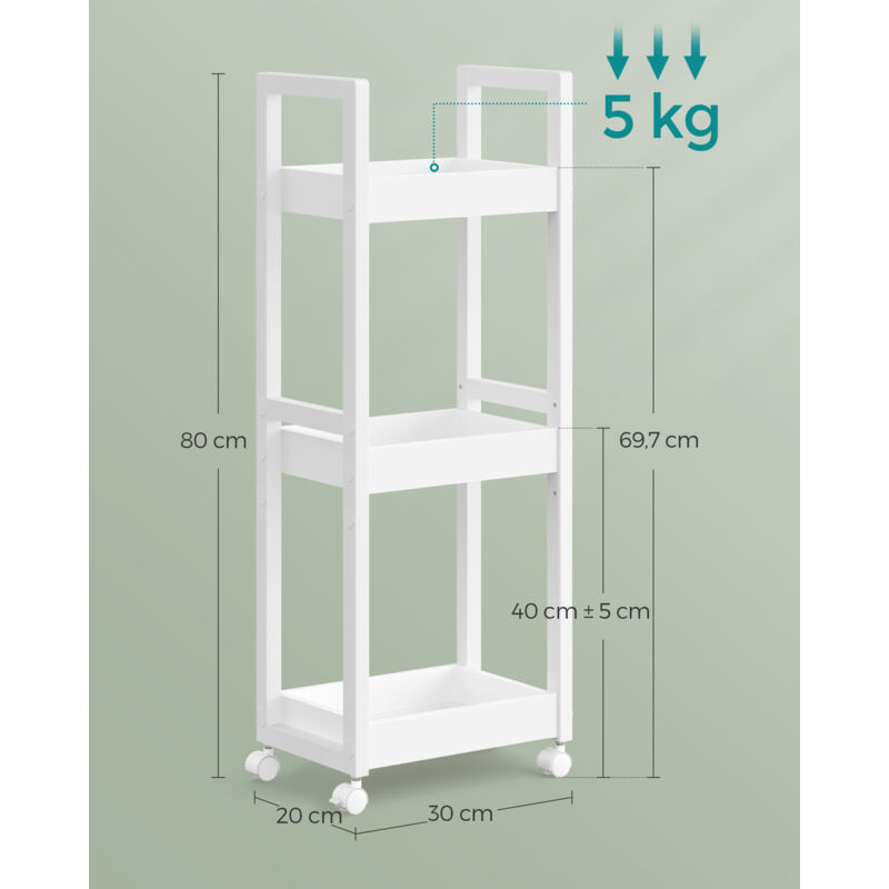SONGMICS Meuble de Salle de Bain, Armoire de Rangement Haute, avec 3