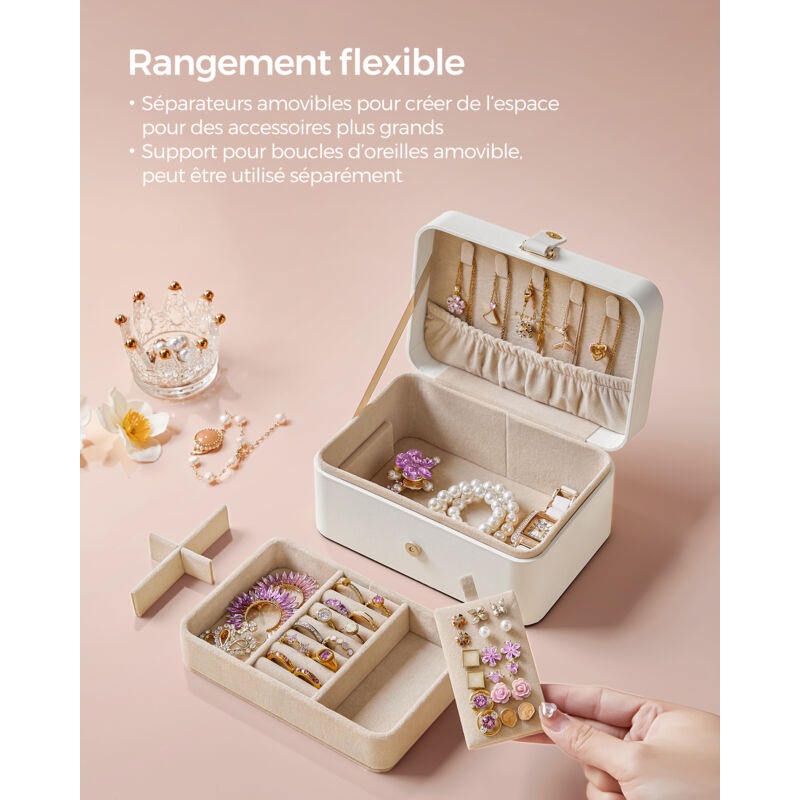 Boîte à Bijoux Voyage 3 Niveaux Avec Miroir - Rangement Organisé Pour Bagues, Boucles, Colliers - 2