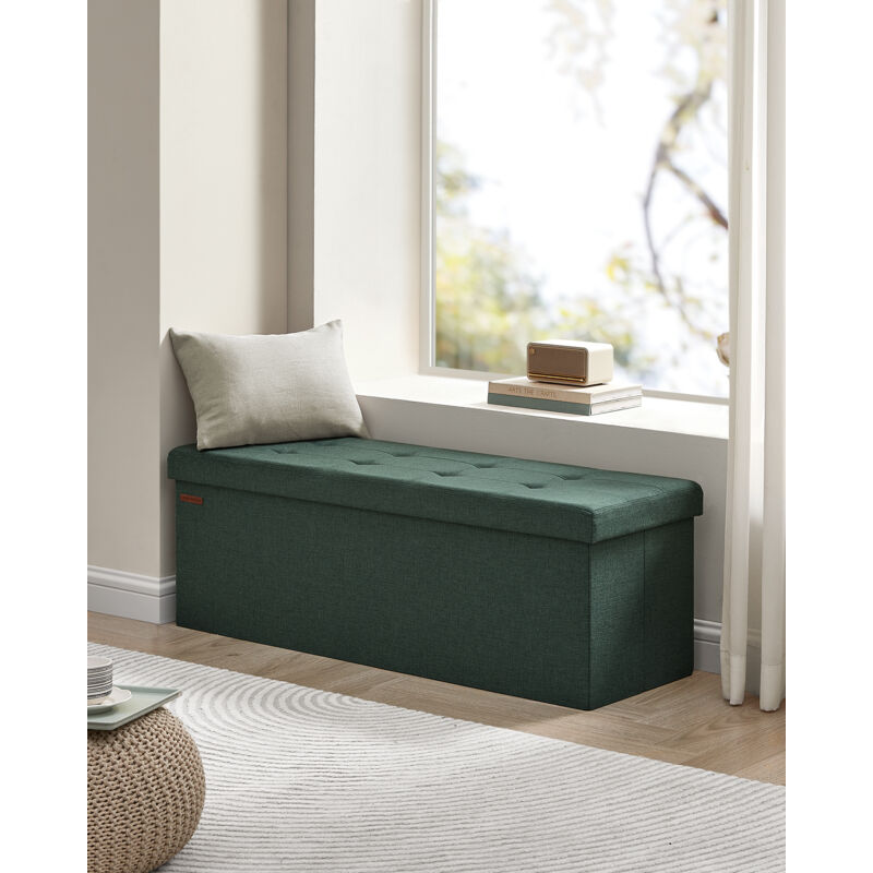 Housse de Tabouret Pliant en Housse de Pouf Rangement Pliable Housse de Repose-pieds de Stockage Rectangle Housse Ottomane Housses de Pouf Extensible Rectangulaire avec Couvercle Amovible Assise(Bleu