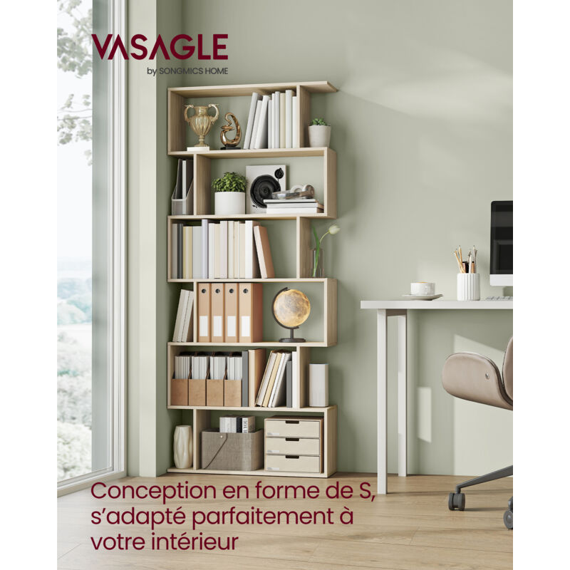 Étagère De Rangement 6 Casiers - 60x30x90 Cm - Blanc - Pour Salon, Bureau Ou Chambre - Mondeer