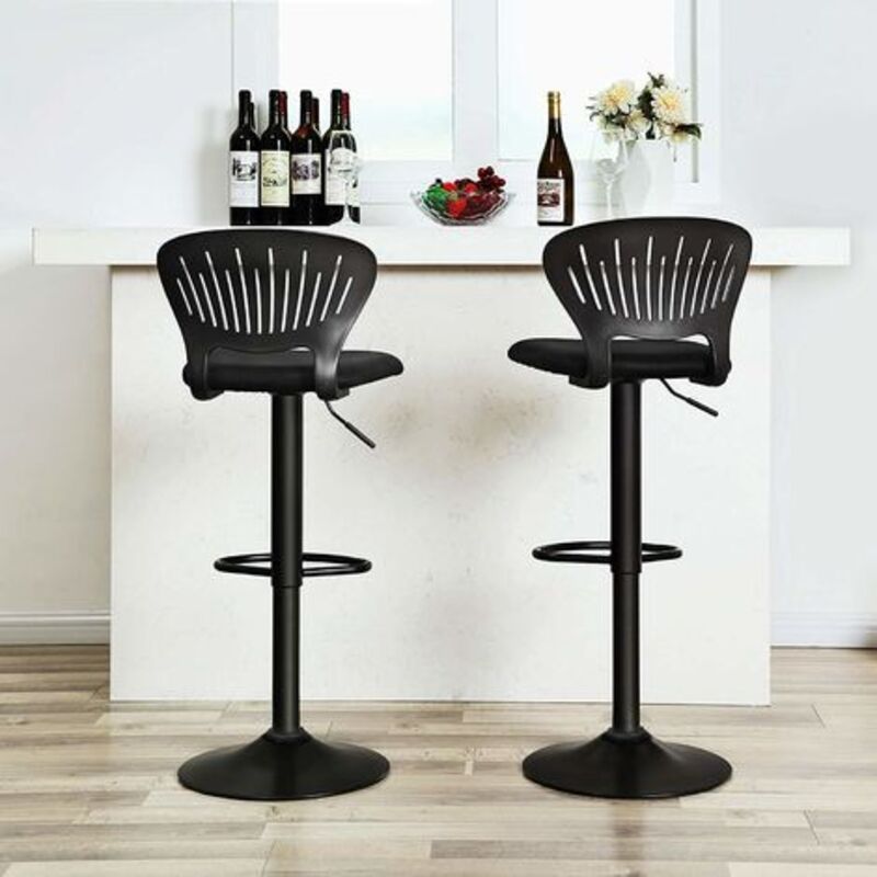 HSTURYZ Tabourets de Bar Lot de 8, Réglable Chaise Haute Cuisine avec Chromés Repose-Pieds
