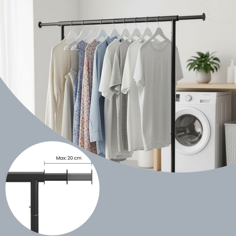 Portant À Vêtements Avec Roulettes, Tringle Extensible Pour Charge Lourde Capacite De Charge 130 Kg