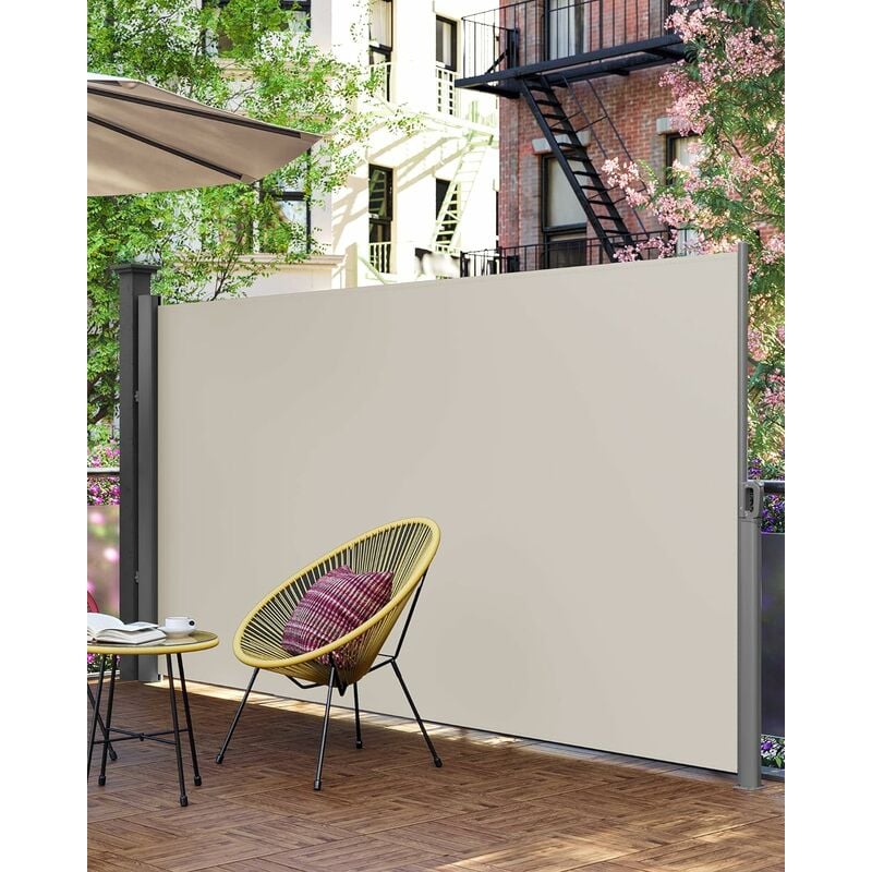 COSTWAY Brise Vue Rétractable 300x 180CM en Aluminium Store Latéral pour  Balcon Terrasse Jardin Bureau Tissu