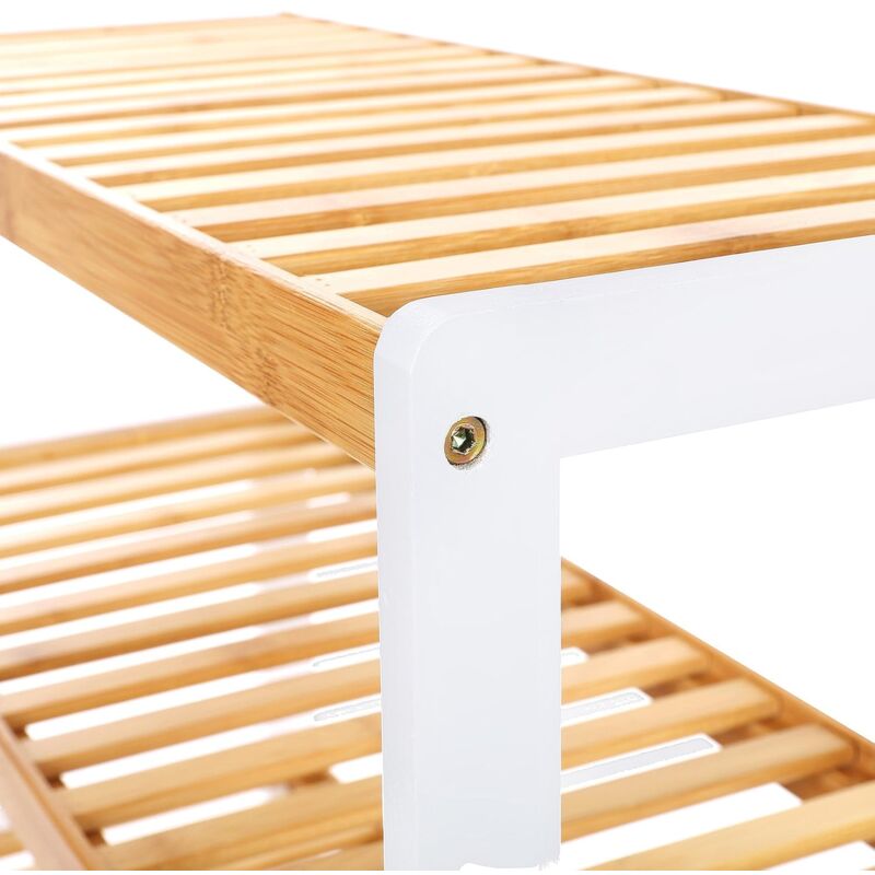 Étagère à Chaussures H×L×P: 33×70×26 Cm, Bambou, 2 Niveaux, 6 Paires, étagères Grillagées, Naturel/blanc, Relaxdays | Leroy Merlin