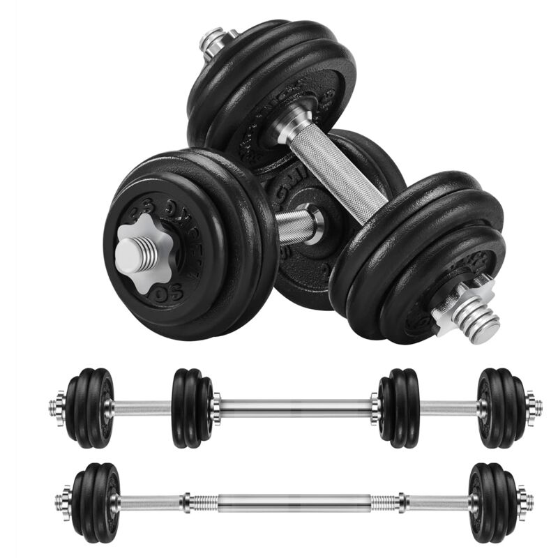 Kit Haltères Musculation, 20KG Haltères Fonte Réglables, avec Barre  d'Extension Antidérapante - Sports à découvrir