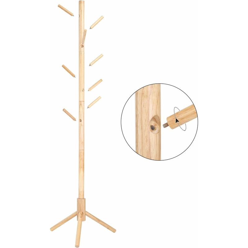 Porte-manteau Autoportant En Bois - Support Pour Manteaux, Chapeaux, Sacs - Rangement D'entrée Sans Installation, Solide Et Design