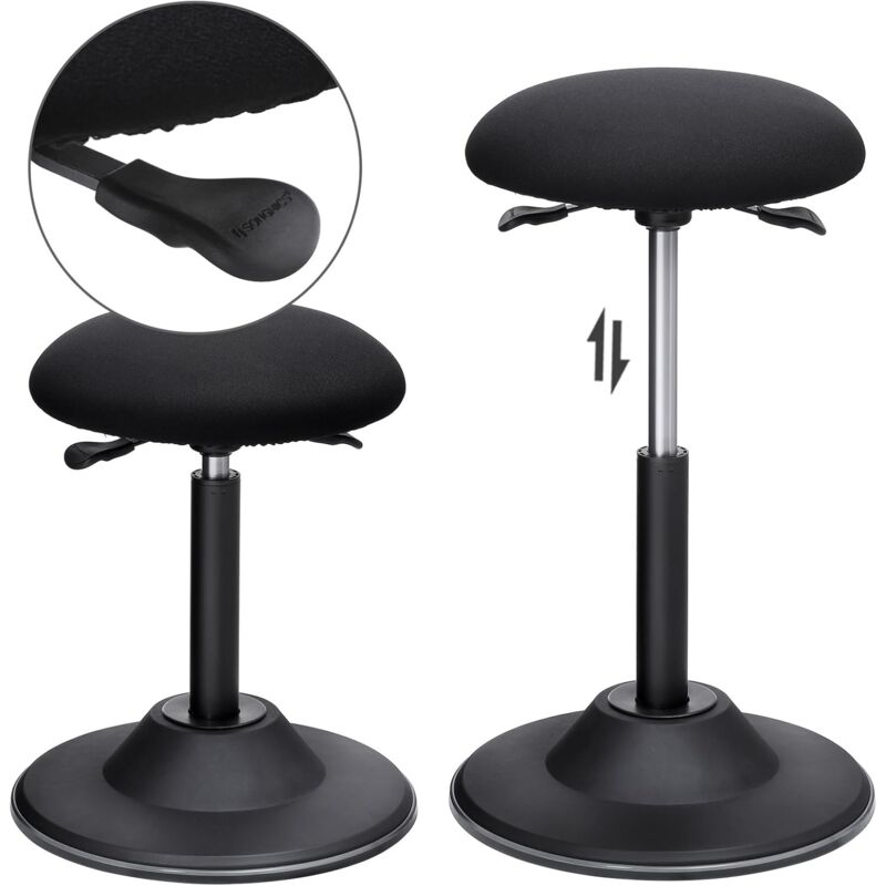 SONGMICS Tabouret De Bureau Réglable En Hauteur - Tabouret Ergonomique Pivotant 360° Avec Anneau Antidérapant - OSC01BK