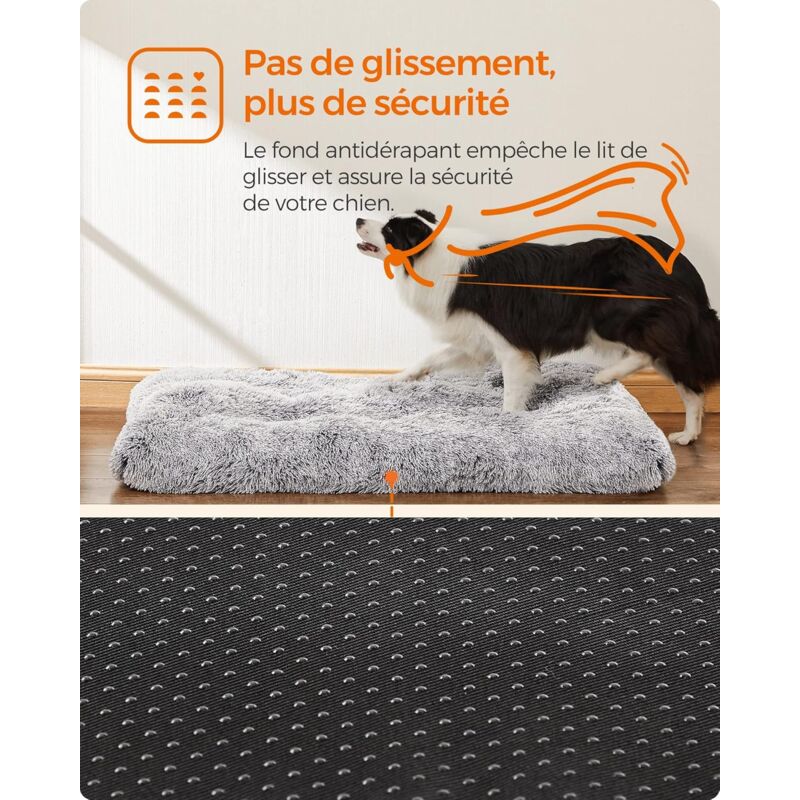 Panier Pour Chien FURTIME Taille Géante 106x80 Cm - Gris étoiles - Moelleux Antidérapant - Lit Pour Grands Chiens