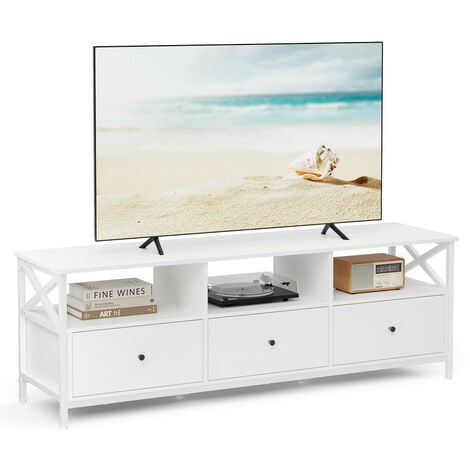 Costway meuble tv console 3 pièces pour téléviseurs jusqu'à 165,1