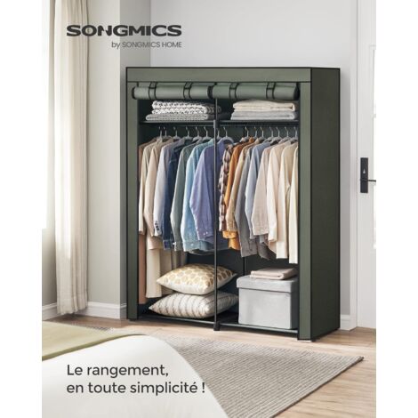 Armoire De Rangement Tissu LOEFME 170x175x45cm Gris - 2 Tringles + 18 Poches, Idéale Chambre Et Dressing