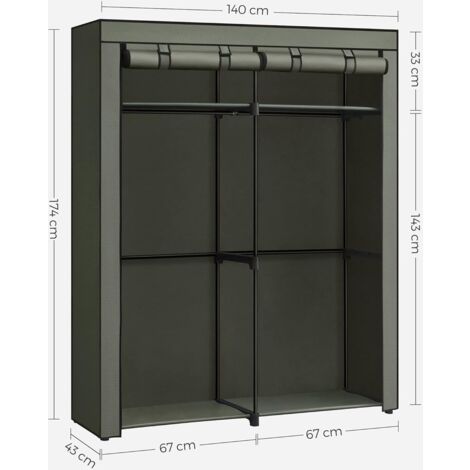 Armoire De Rangement VICYE - 162 Cm Gris - 2 Tringles Et 8 Étages - Pliable Et Pratique