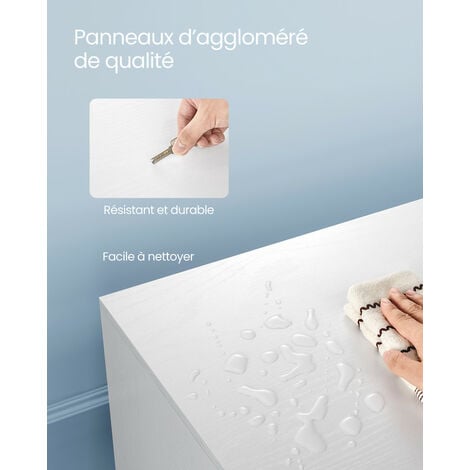 VASAGLE Meuble TV, Support Télé, pour Télévision jusqu'à 55 Pouces, Longueur 120 cm, Rangement Consoles de Jeux, Style Rustique, pour Salon, Chambre - Blanc
