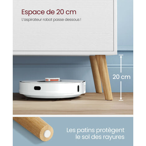 VASAGLE Meuble TV, Support Télé, pour Télévision jusqu'à 55 Pouces, Longueur 120 cm, Rangement Consoles de Jeux, Style Rustique, pour Salon, Chambre - Blanc