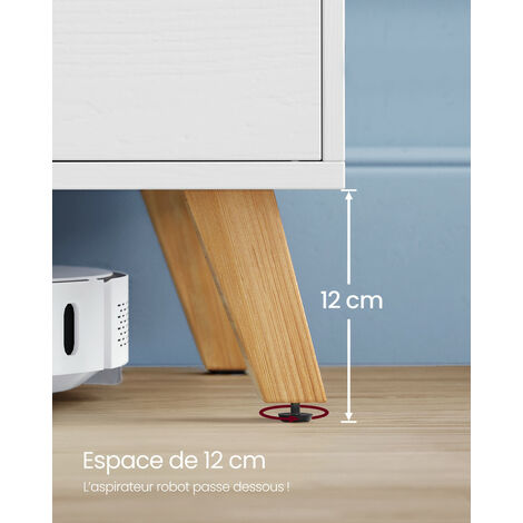 Meuble TV Bas 150 Cm Avec 2 Portes - Rangement Ouvert - Style Campagne - Pour Téléviseur Jusqu’à 65 Pouces