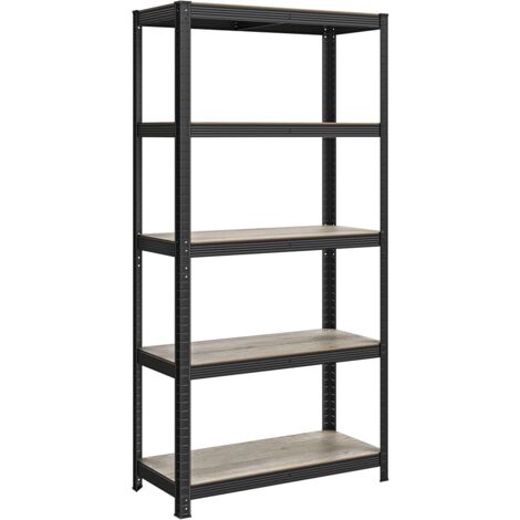 SONGMICS Rayonnage Étagère de Rangement à 5 Niveaux, 40 x 90 x 180 cm, Capacité 875 kg, Planches Réglables, Style Industriel, pour Cuisine, Salon, Grège et Noir (1/5)