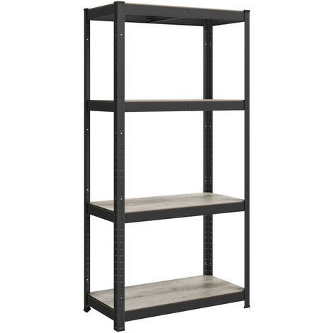 Songmics – Rayonnage étagère de rangement 4 niveaux 40 x 80 x 160 cm – Capacité 520 kg – Planches réglables – Style grège et noir