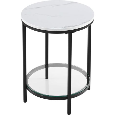 Table D'appoint Ronde En Verre Noir Et Métal - Design Moderne Pour Salon Ou Chambre
