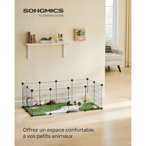 SONGMICS Cage pour Animauxde Companier, Enclos Métallique, Clôturepour Hamsters, Lapins, Parc Modulable, Petits Animaux, Noir