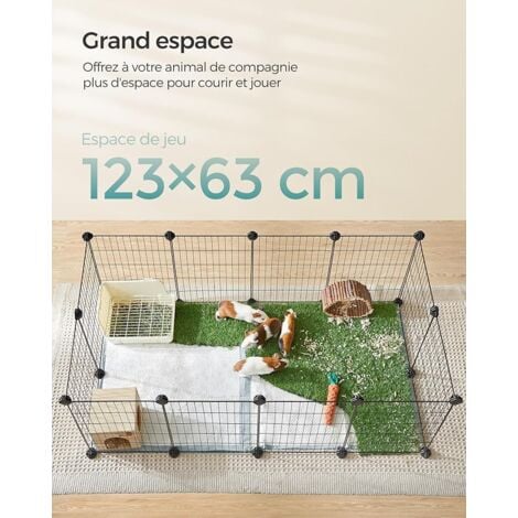 SONGMICS Cage pour Animauxde Companier, Enclos Métallique, Clôturepour Hamsters, Lapins, Parc Modulable, Petits Animaux, Noir