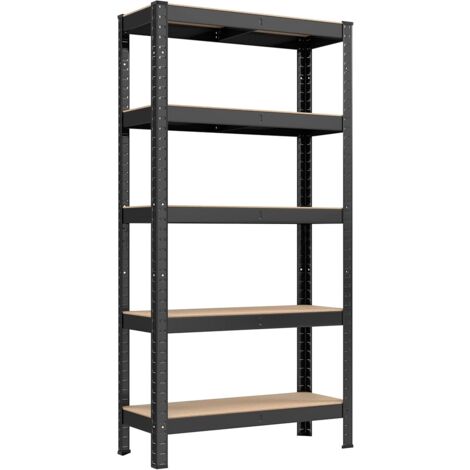 Rayonnage Étagère de Rangement à 5 Niveaux, 30 x 75 x 150 cm, Capacité 650 kg, Planches Réglables, Style Industriel, pour Cuisine, Salon, Noir (1/5)