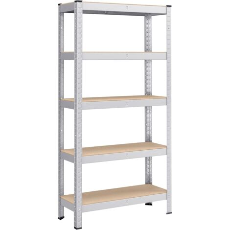 Rayonnage Étagère de Rangement à 5 Niveaux, 30 x 75 x 150 cm, Capacité 650 kg, Planches Réglables, Style Industriel, pour Cuisine, Salon, Argent (1/5)