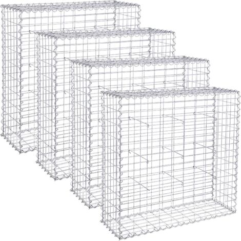 Lot de 4, Gabion pour Pierre, 100x90x30cm cloture gabion, métallique galvanisé Banc de jardin siège gabion (1/5)