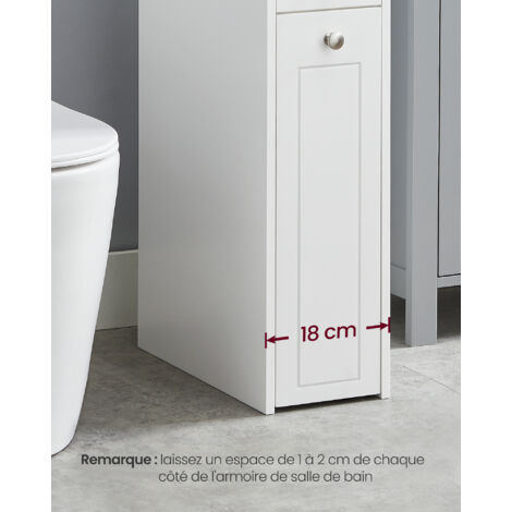 Meuble WC Étroi - 20x20x80 Cm - Rangement Papier Toilette & Produits - Imperméable - Pour Petite Salle De Bain