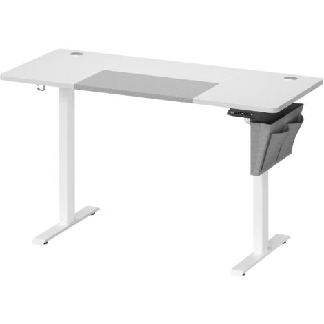 Songmics – Bureau assis debout électrique 60 x 140 cm – Hauteur réglable (72-120 cm) – Mémoire 4 hauteurs – Cadre acier – Dessus épais blanc gris (1/5)