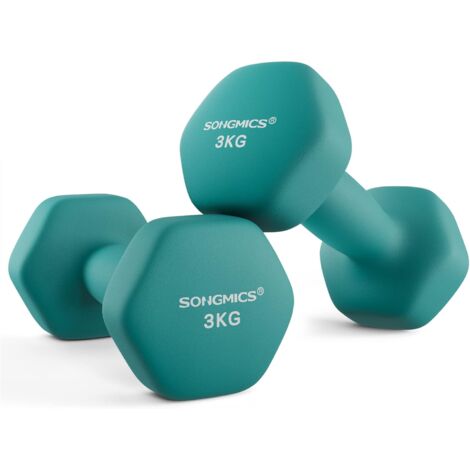 Lot de 2 Haltères,2 x 3 kg,Hexagonaux, pour Salle de Sport, Domicile,Vert Foncé