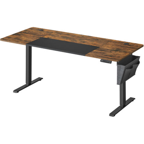 Songmics – Bureau assis debout électrique 70 x 160 cm – Hauteur réglable 72-120 cm – Mémoire 4 hauteurs – Cadre en acier marron rustique et noir pur
