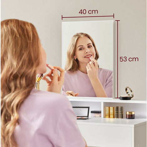 Coiffeuse VASAGLE Avec Miroir - 2 Tiroirs Et 3 Compartiments - Blanc - 40x80x140 Cm - Style Moderne