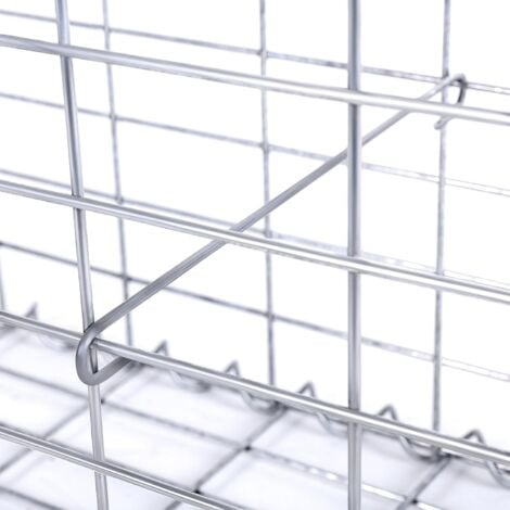 Lot de 10, Gabion pour Pierre, 100 x 80 x 30cm, cloture gabion, Argent, Cage en Métal, Mur, Décoration de Jardin